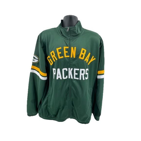 NFL Green Bay Packers Jacket Zip Up Polyester Warm Up Track Size 2XL - Picture 2 of 5